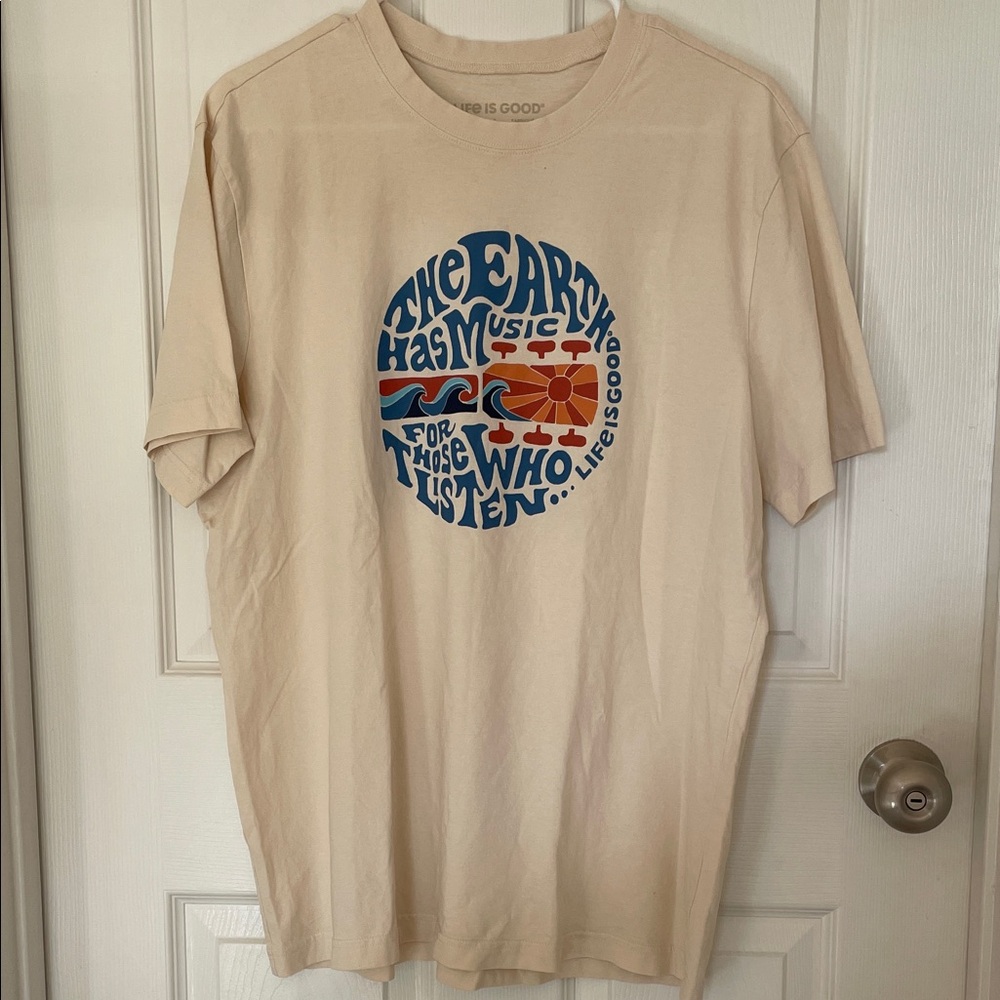 Life Is Good Men's Tan Graphic Tee